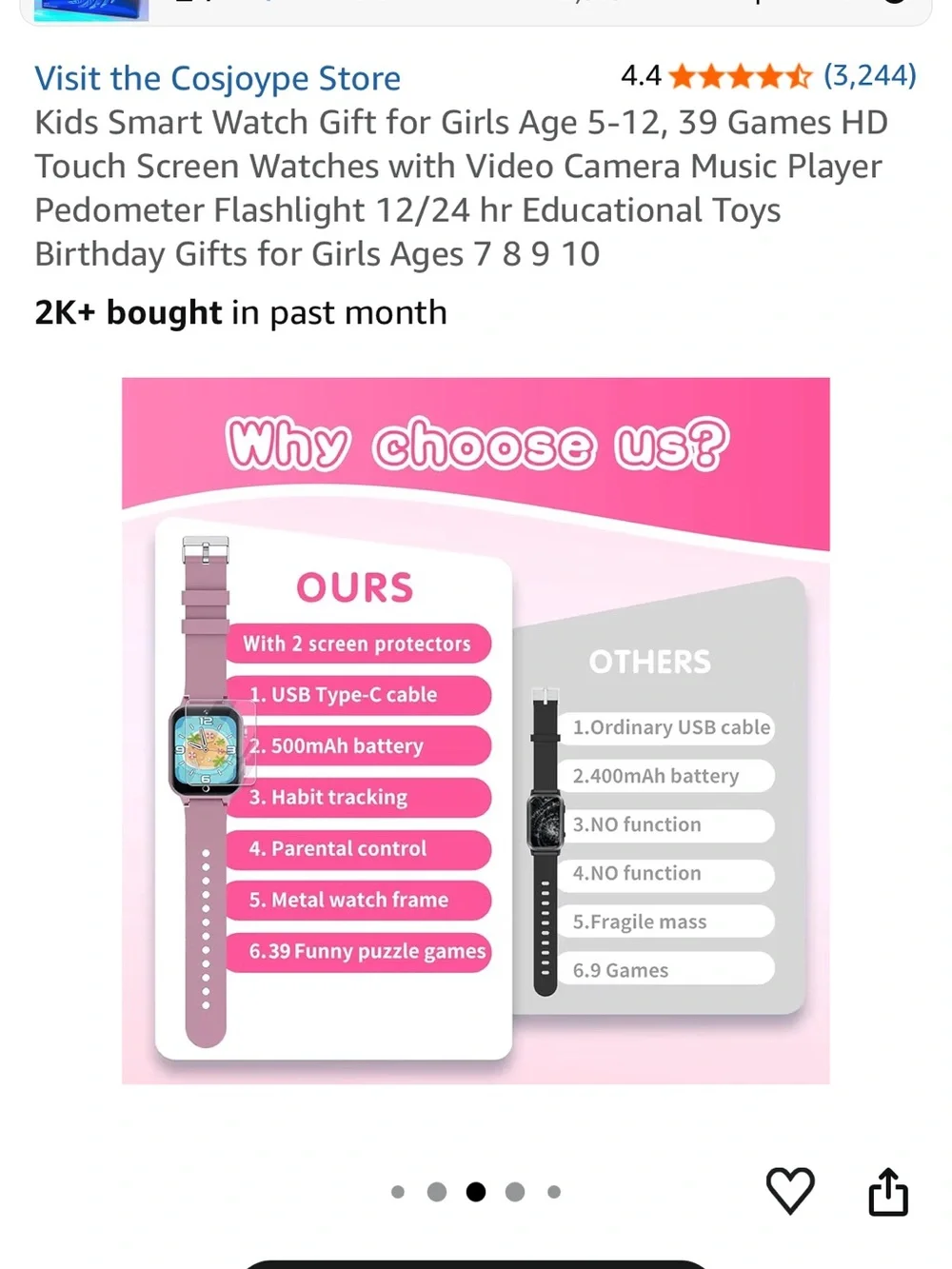 NEW IN BOX Pink Kids Smartwatch with Camera and Color Screen